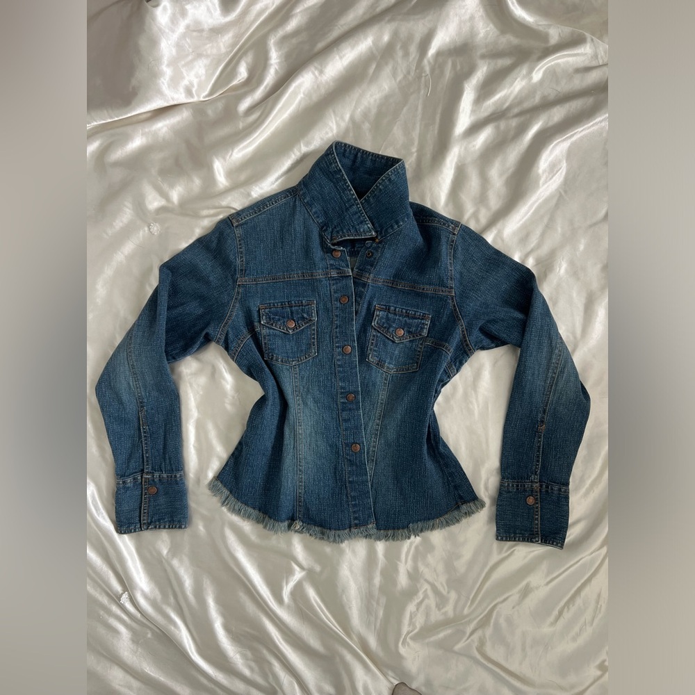 Vintage SO Denim Jacket with Frayed Hem